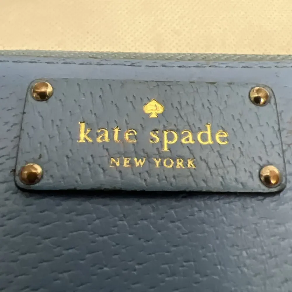 Kate Spade Blue Leather Zip Around Wallet